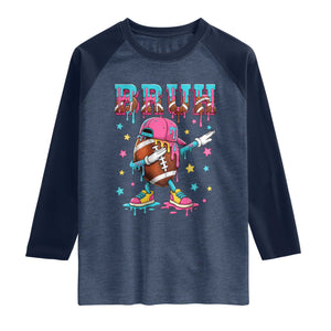 Funny Bruh Football Ice Cream Drip Raglan Shirt Game Day Dripping