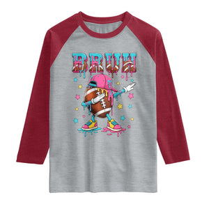 Funny Bruh Football Ice Cream Drip Raglan Shirt Game Day Dripping