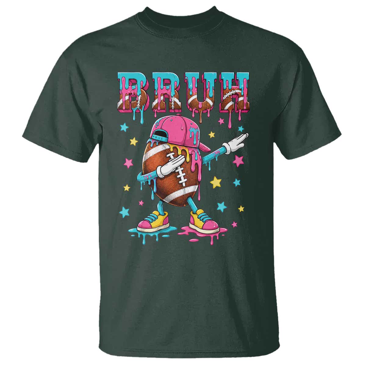 Funny Bruh Football Ice Cream Drip T Shirt Game Day Dripping
