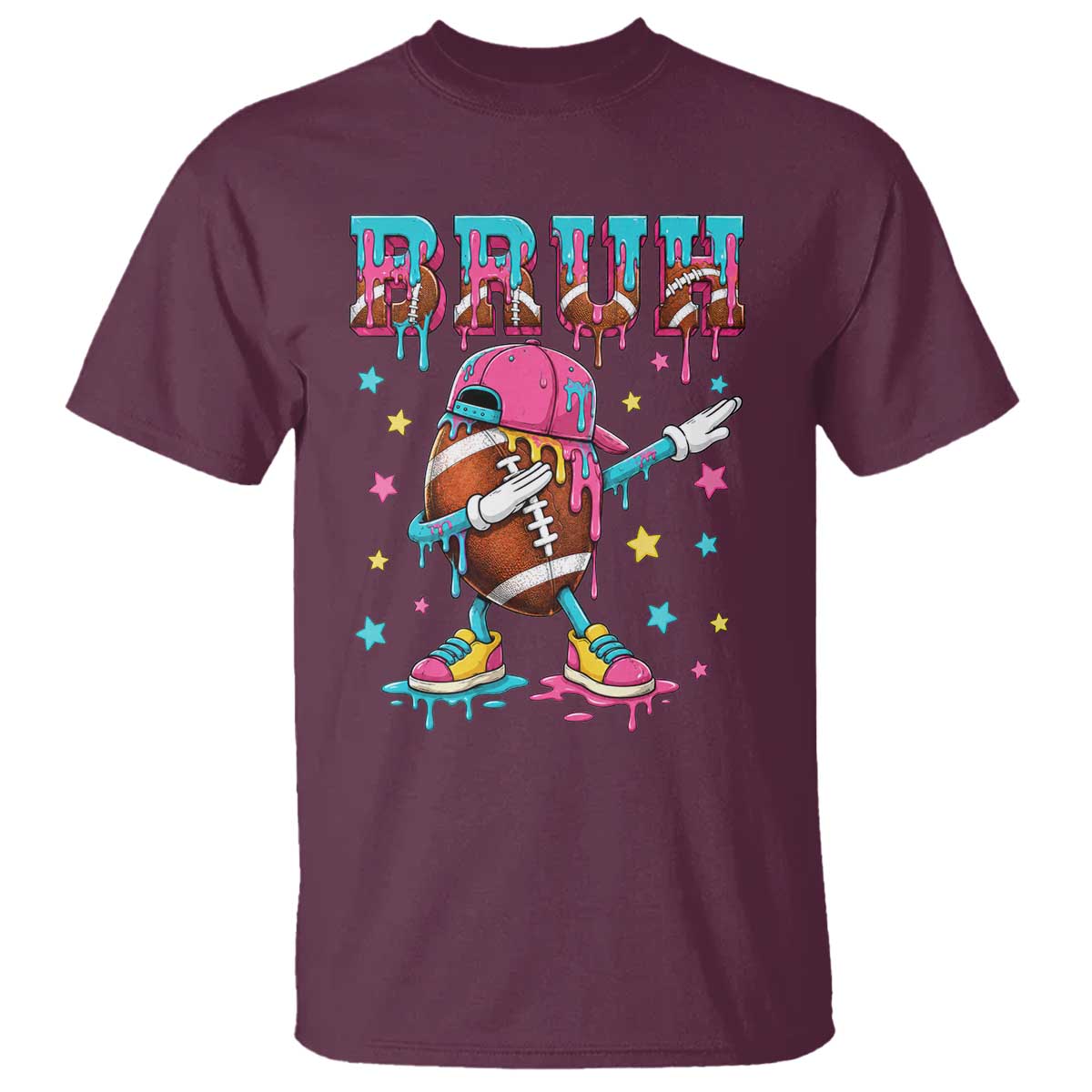 Funny Bruh Football Ice Cream Drip T Shirt Game Day Dripping