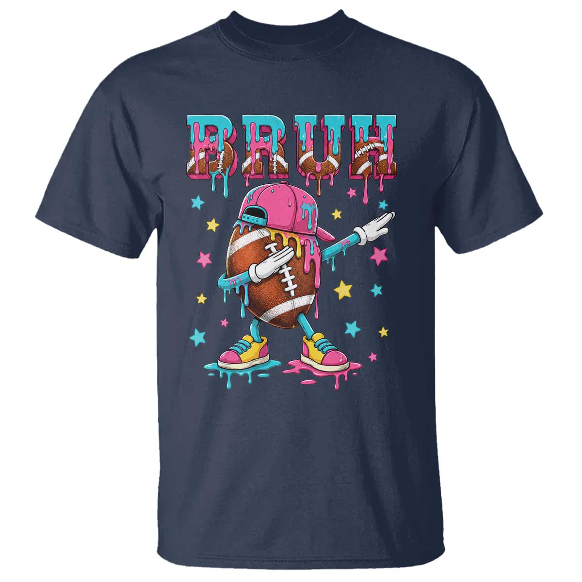 Funny Bruh Football Ice Cream Drip T Shirt Game Day Dripping