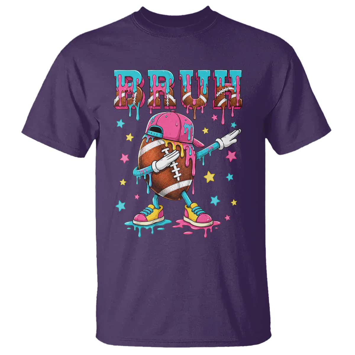 Funny Bruh Football Ice Cream Drip T Shirt Game Day Dripping