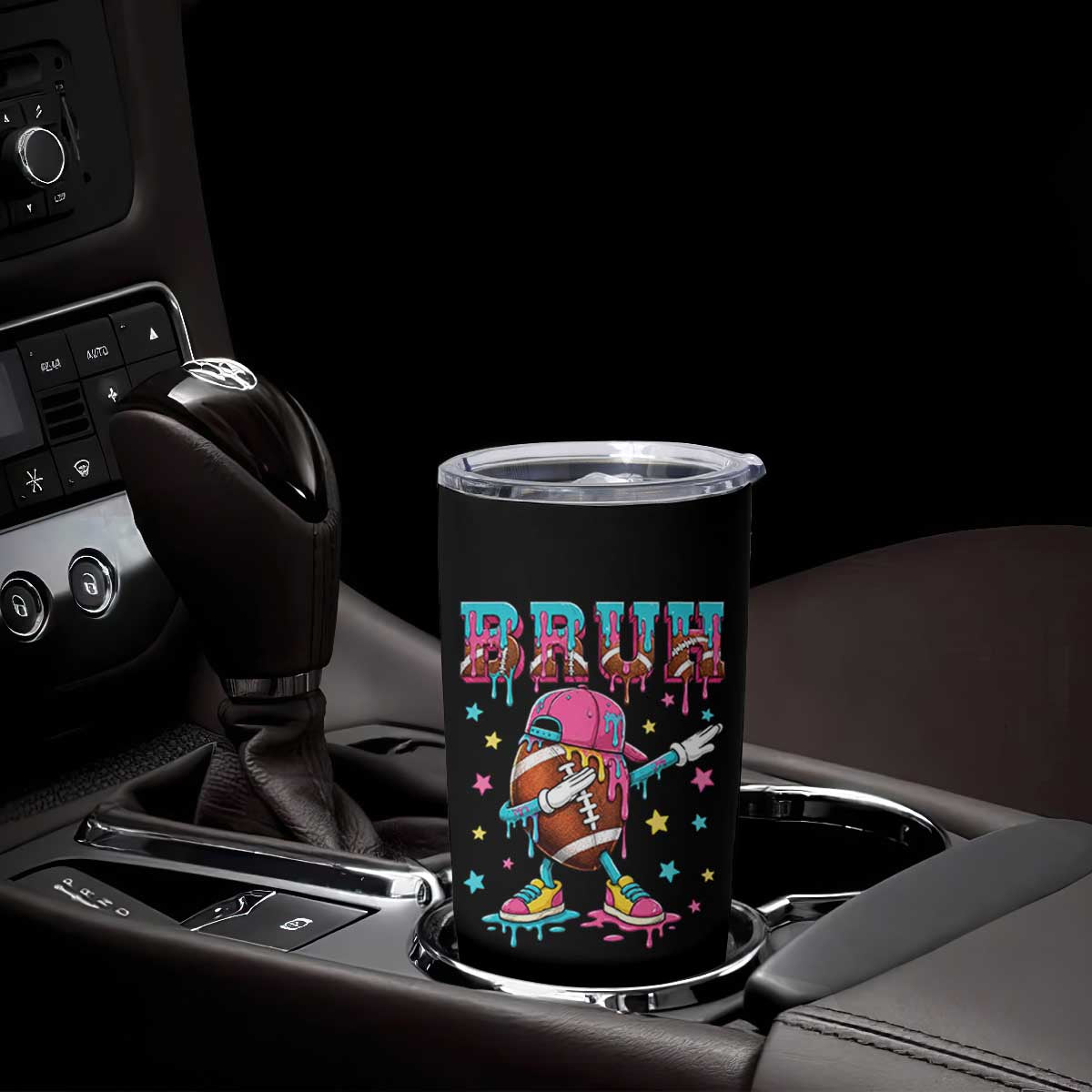 Funny Bruh Football Ice Cream Drip Tumbler Cup Game Day Dripping