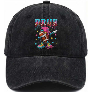 Funny Bruh Football Ice Cream Drip Washed Cotton Baseball Cap Game Day Dripping