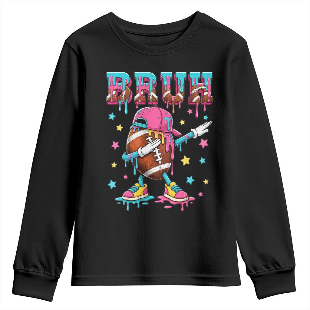 Funny Bruh Football Ice Cream Drip Youth Sweatshirt Game Day Dripping