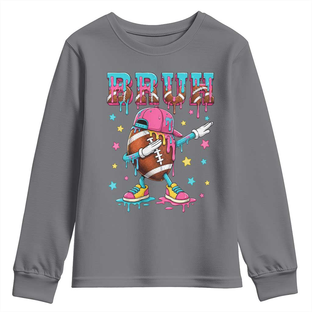 Funny Bruh Football Ice Cream Drip Youth Sweatshirt Game Day Dripping