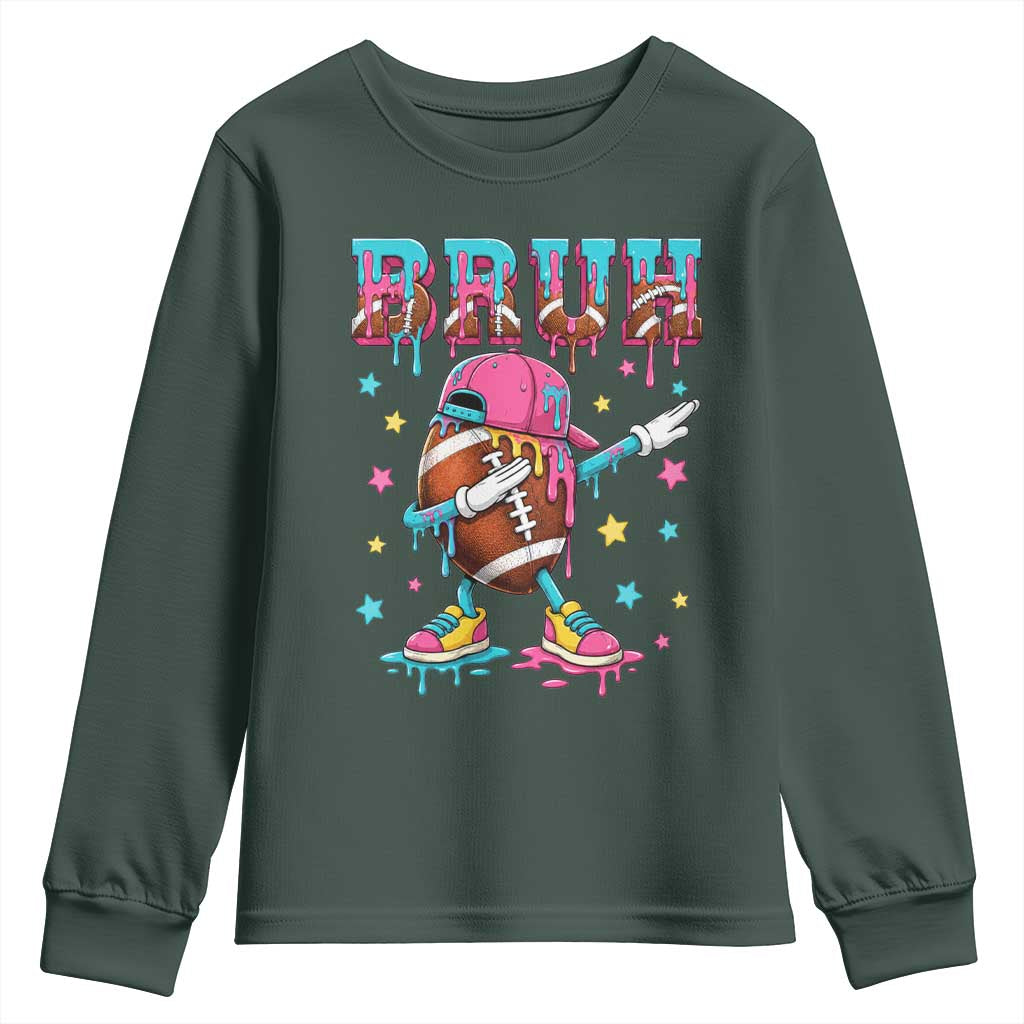 Funny Bruh Football Ice Cream Drip Youth Sweatshirt Game Day Dripping