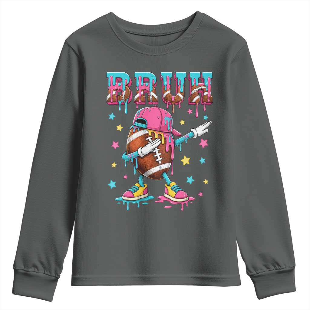 Funny Bruh Football Ice Cream Drip Youth Sweatshirt Game Day Dripping