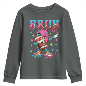 Funny Bruh Football Ice Cream Drip Youth Sweatshirt Game Day Dripping