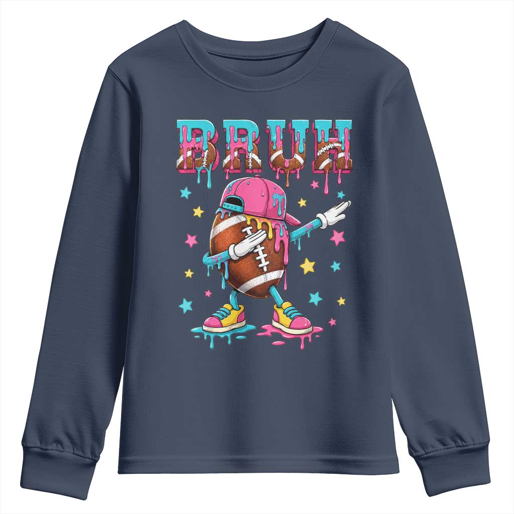 Funny Bruh Football Ice Cream Drip Youth Sweatshirt Game Day Dripping