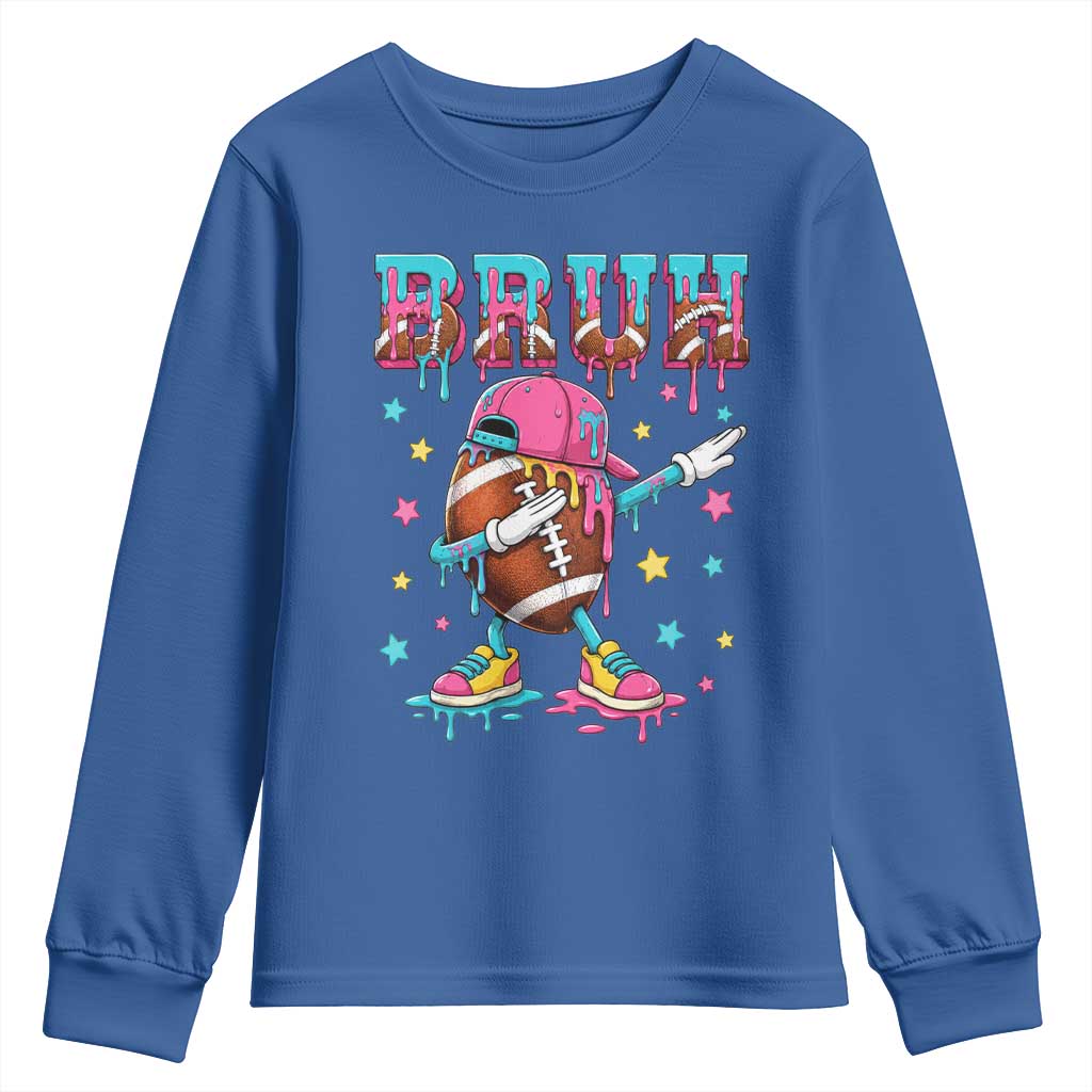 Funny Bruh Football Ice Cream Drip Youth Sweatshirt Game Day Dripping