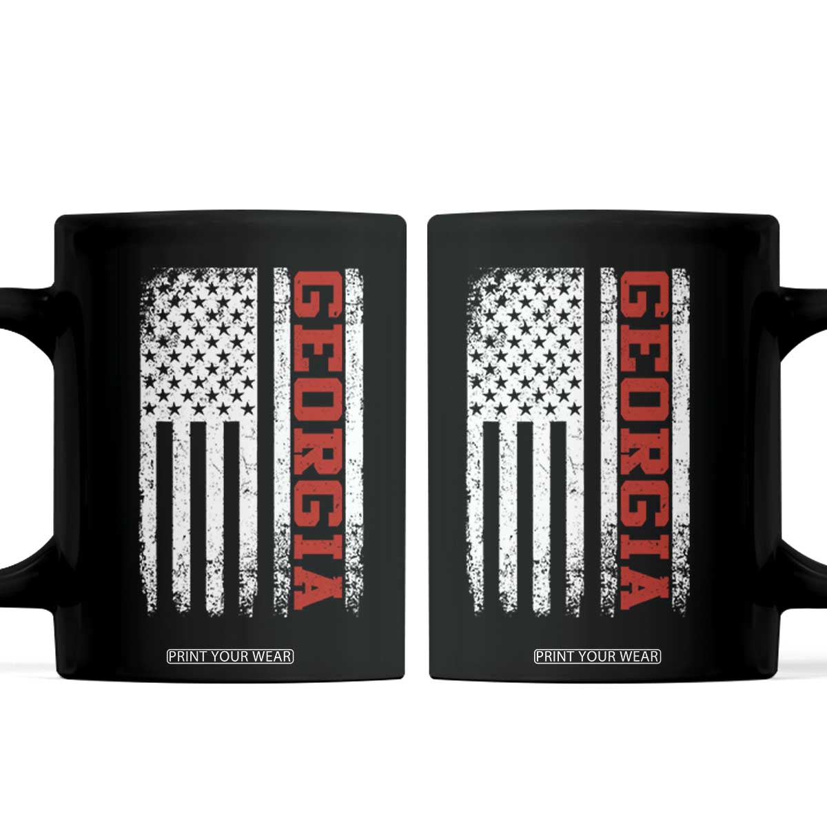 Vintage Georgia American Flag Coffee Mug Distressed Varsity Aesthetic Letters GA State