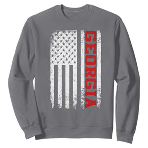 Vintage Georgia American Flag Sweatshirt Distressed Varsity Aesthetic Letters GA State
