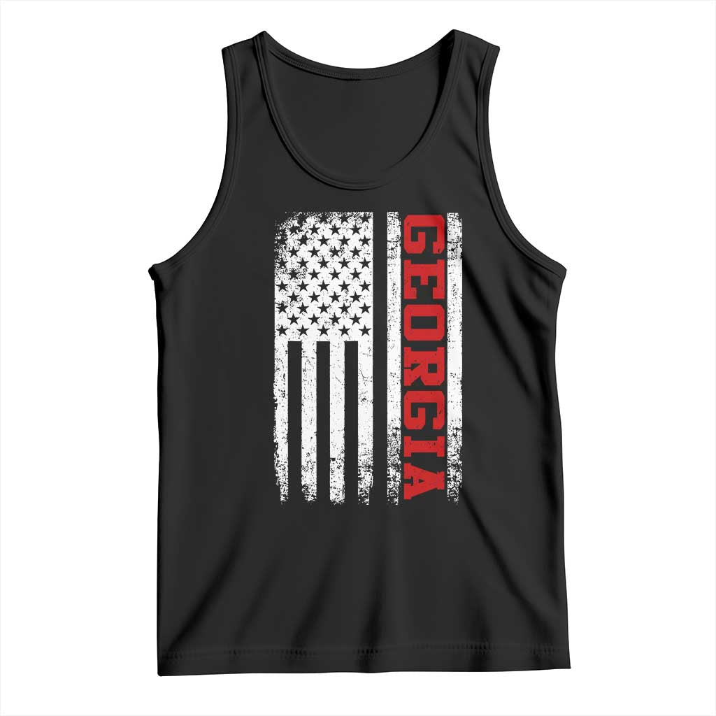 Vintage Georgia American Flag Tank Top Distressed Varsity Aesthetic Letters GA State