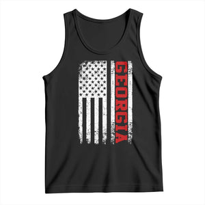 Vintage Georgia American Flag Tank Top Distressed Varsity Aesthetic Letters GA State