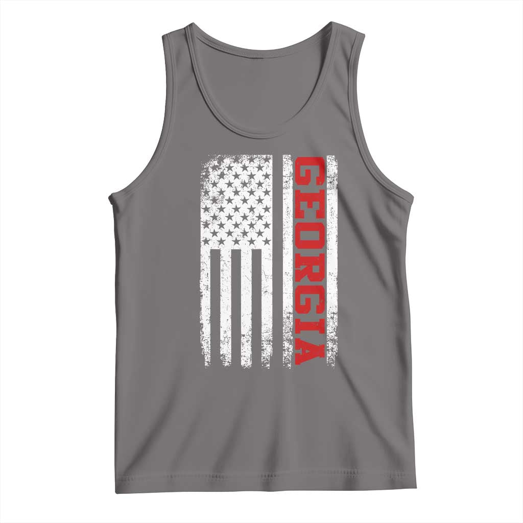Vintage Georgia American Flag Tank Top Distressed Varsity Aesthetic Letters GA State