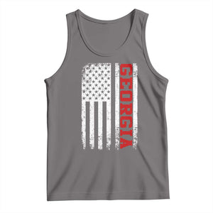 Vintage Georgia American Flag Tank Top Distressed Varsity Aesthetic Letters GA State