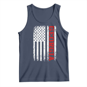 Vintage Georgia American Flag Tank Top Distressed Varsity Aesthetic Letters GA State