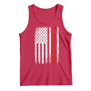 Vintage Georgia American Flag Tank Top Distressed Varsity Aesthetic Letters GA State