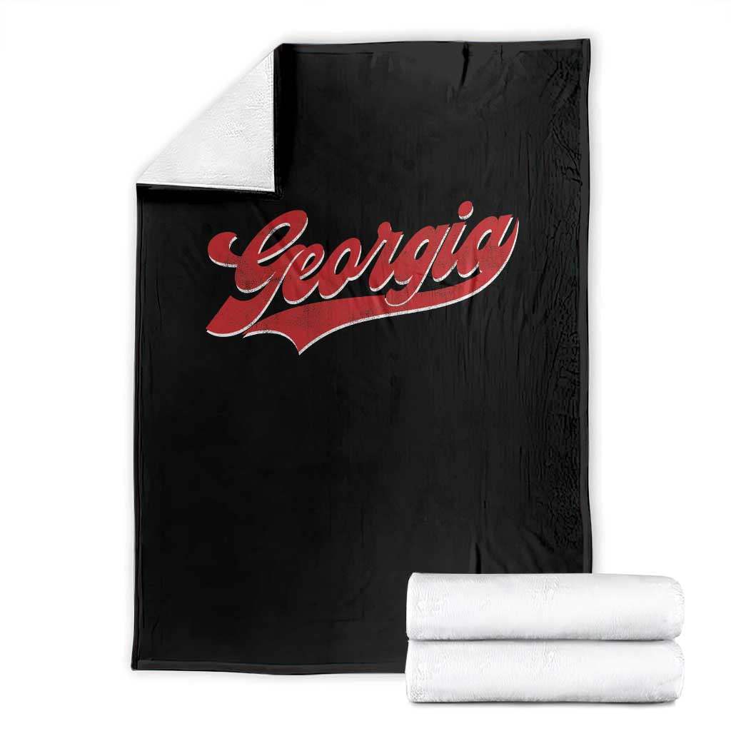 Georgia Vintage Varsity Script Classic Sports Jersey Style Throw Blanket