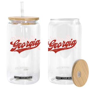 Georgia Vintage Varsity Script Classic Sports Jersey Style Glass Can