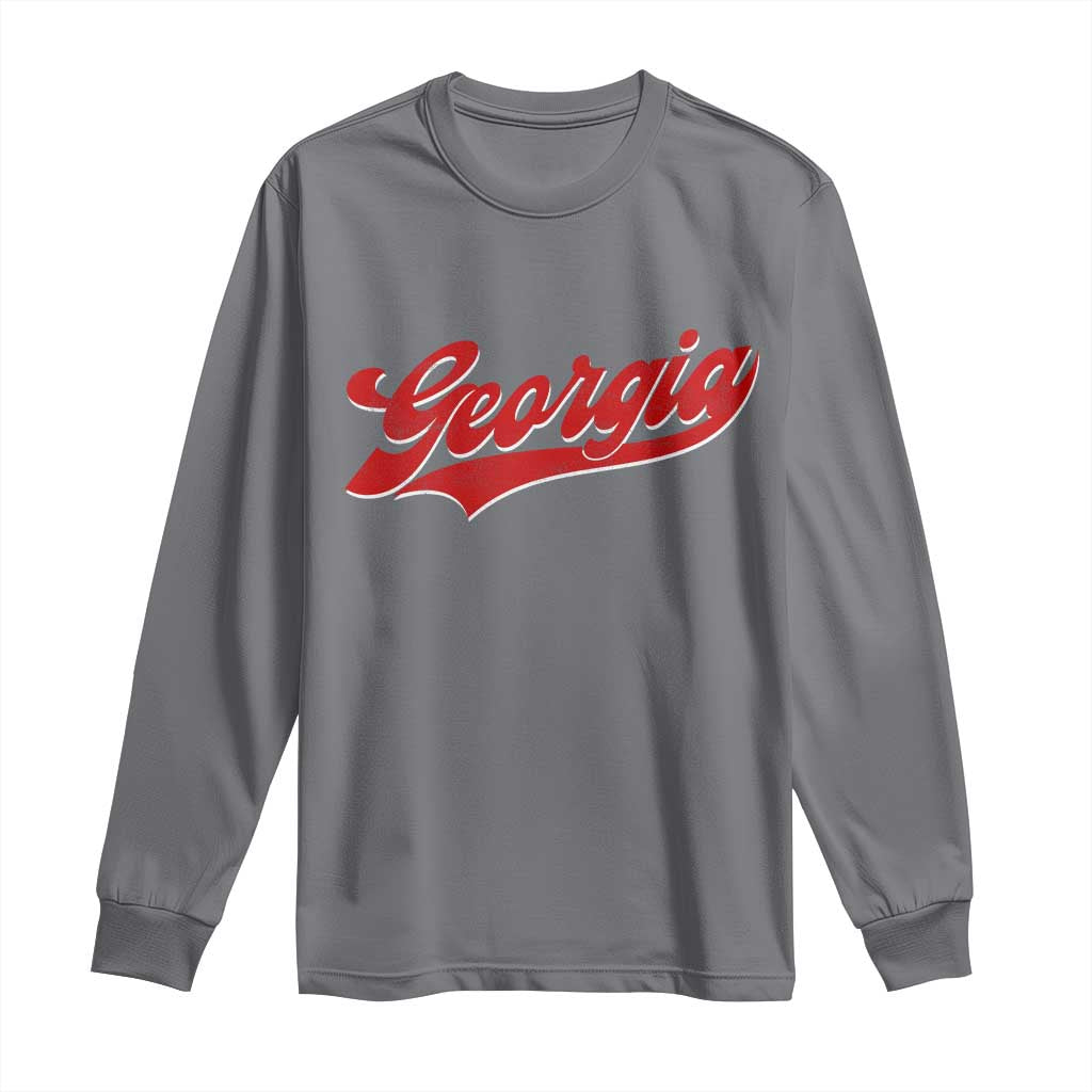 Georgia Vintage Varsity Script Classic Sports Jersey Style Long Sleeve Shirt