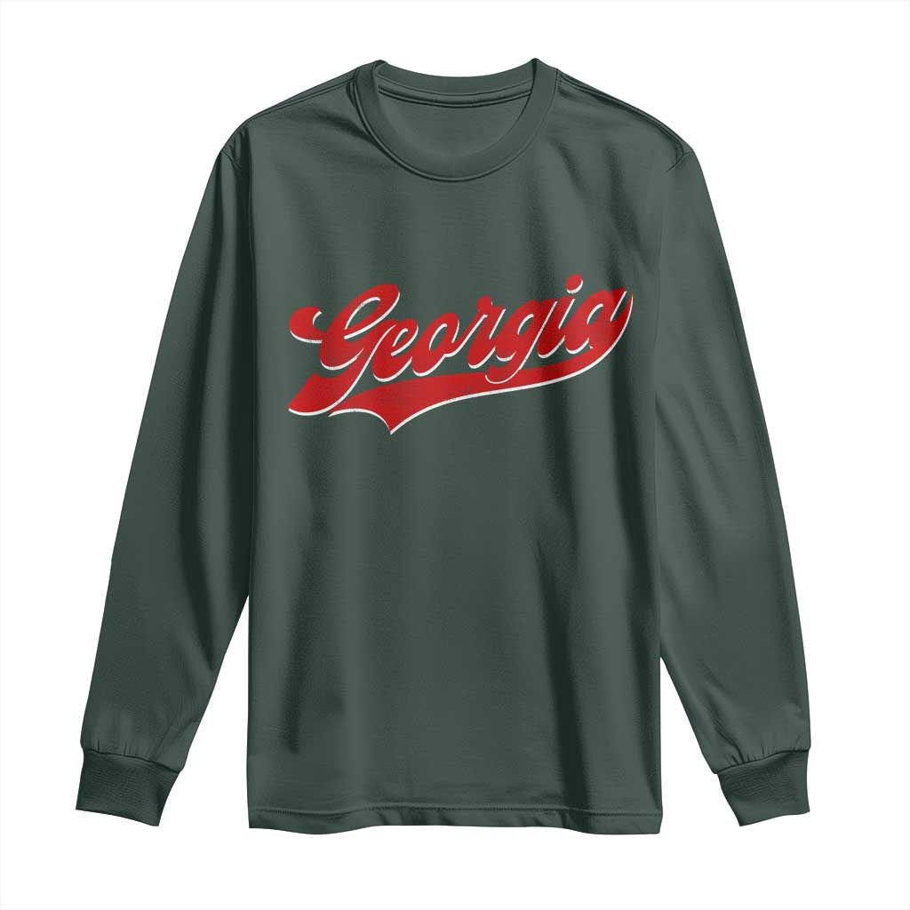 Georgia Vintage Varsity Script Classic Sports Jersey Style Long Sleeve Shirt