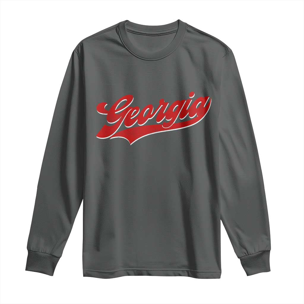 Georgia Vintage Varsity Script Classic Sports Jersey Style Long Sleeve Shirt