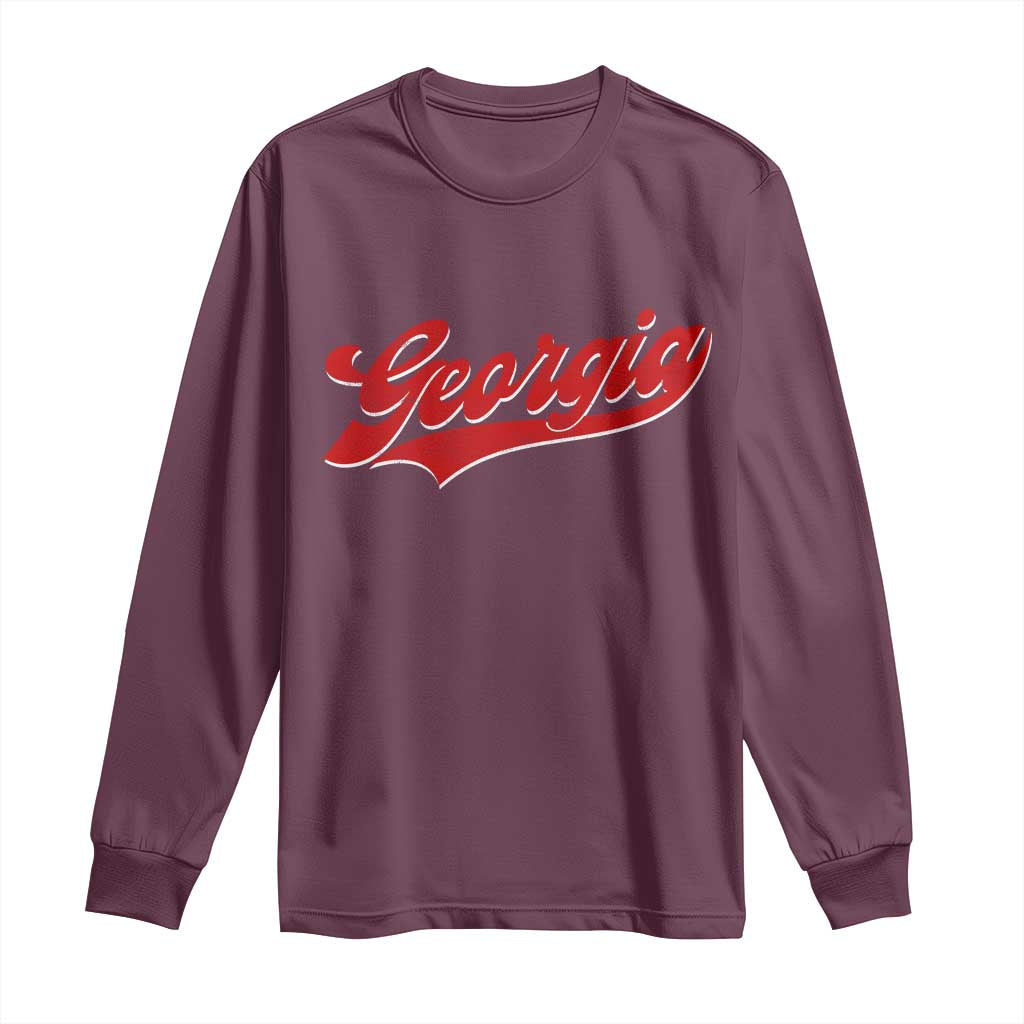 Georgia Vintage Varsity Script Classic Sports Jersey Style Long Sleeve Shirt