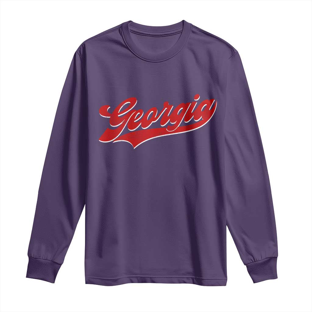Georgia Vintage Varsity Script Classic Sports Jersey Style Long Sleeve Shirt