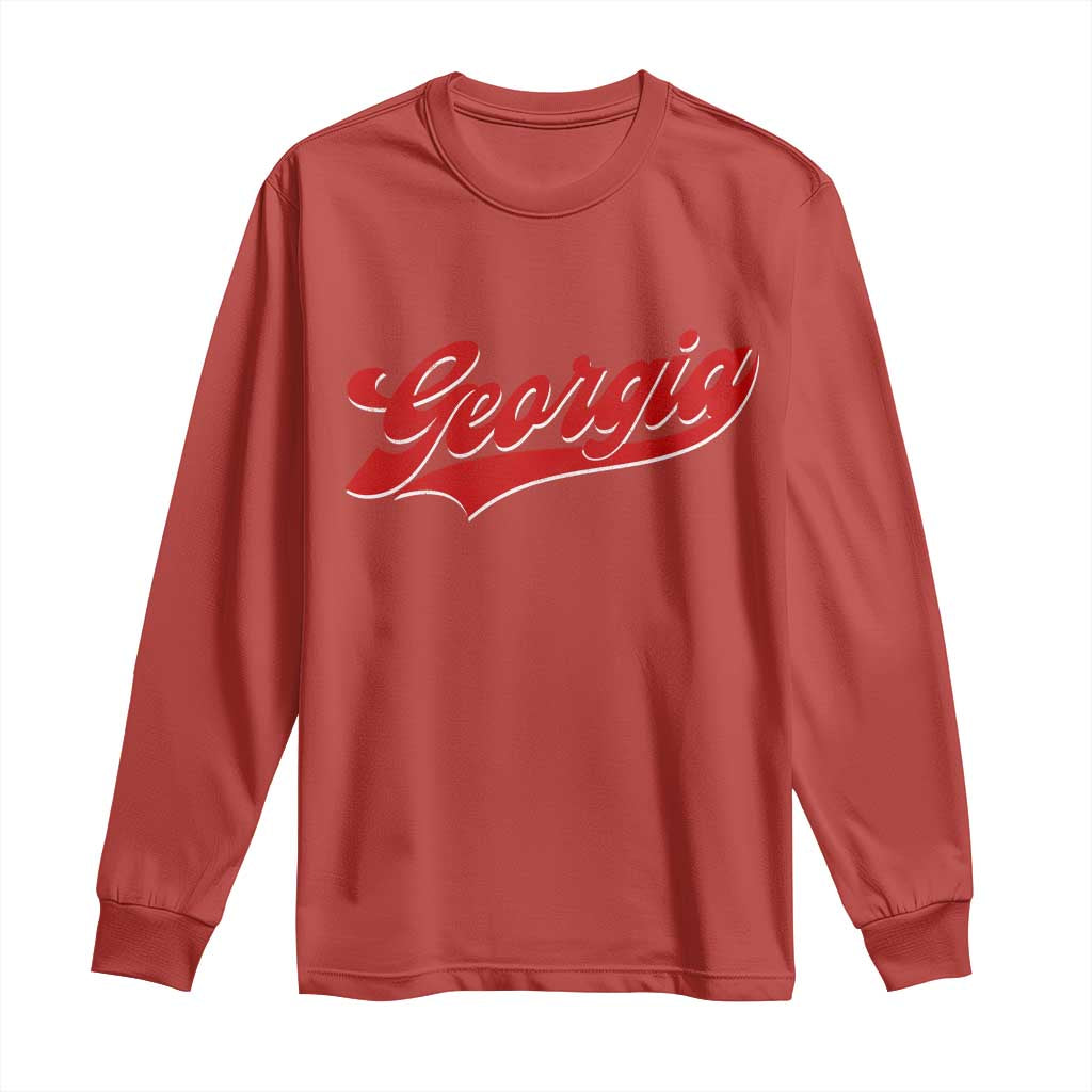 Georgia Vintage Varsity Script Classic Sports Jersey Style Long Sleeve Shirt