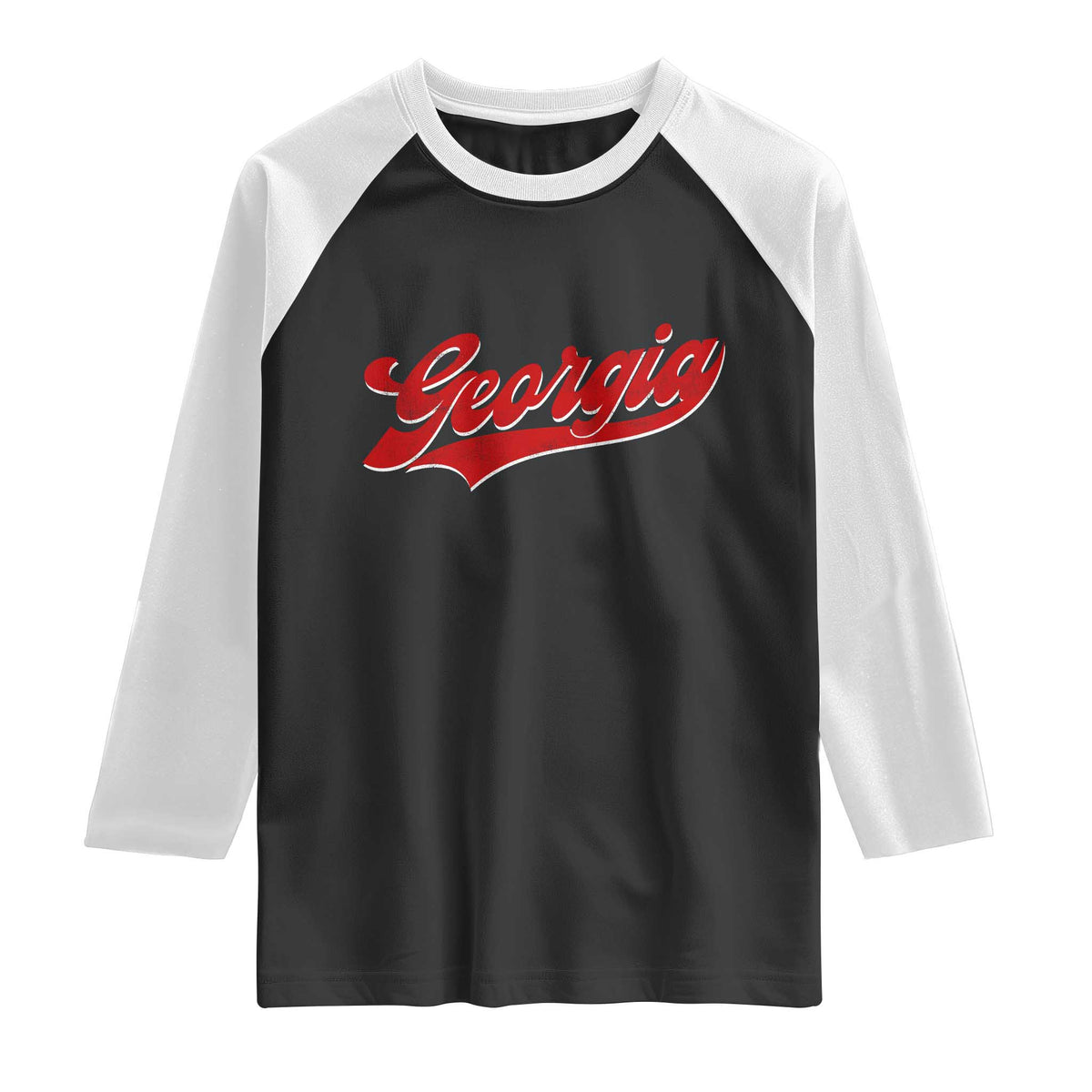 Georgia Vintage Varsity Script Classic Sports Jersey Style Raglan Shirt
