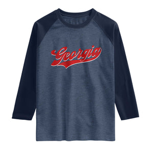 Georgia Vintage Varsity Script Classic Sports Jersey Style Raglan Shirt