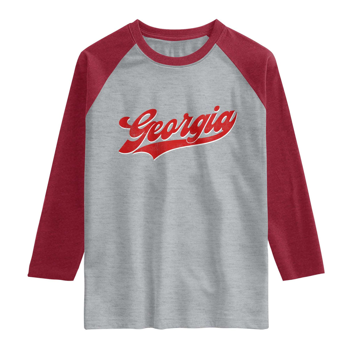 Georgia Vintage Varsity Script Classic Sports Jersey Style Raglan Shirt