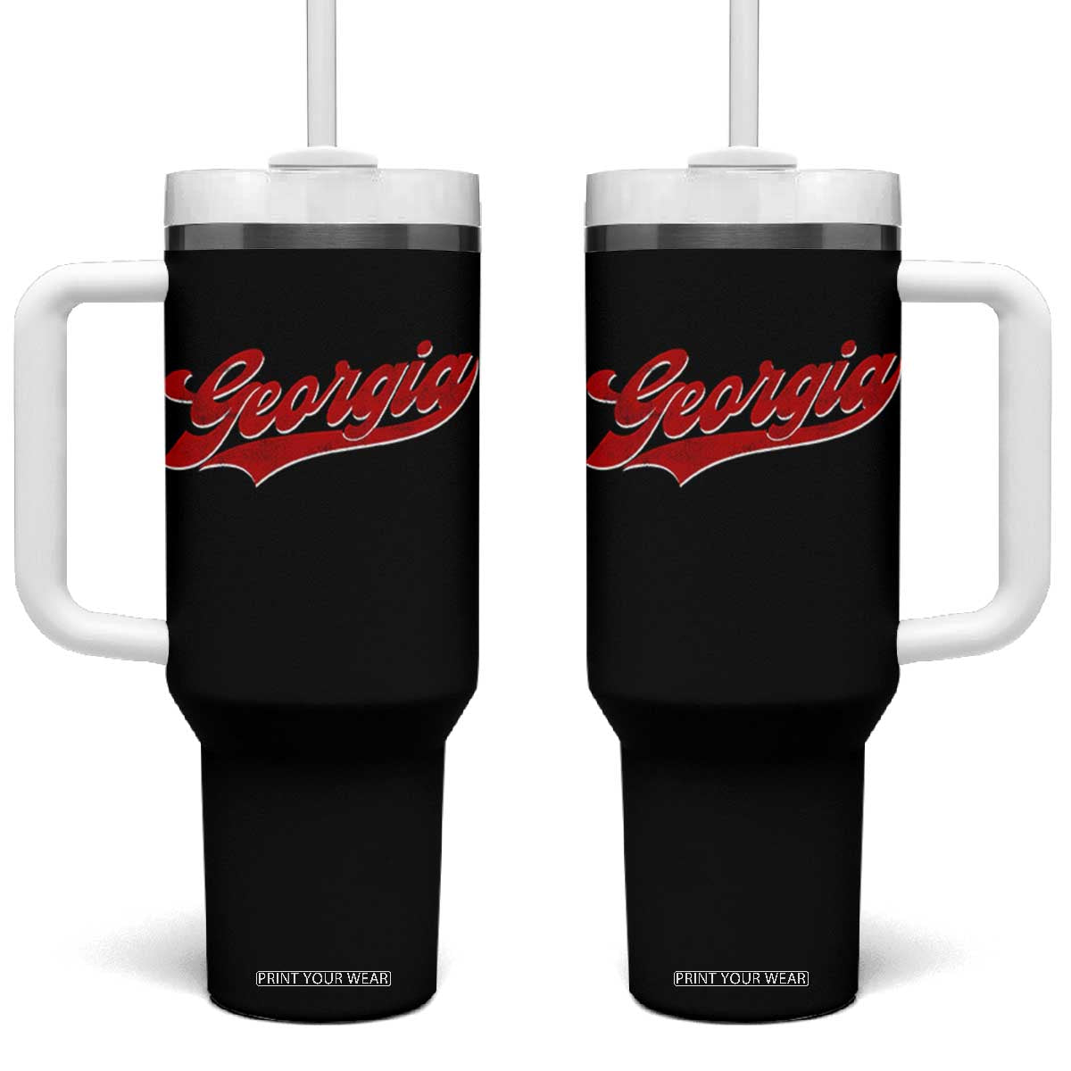 Georgia Vintage Varsity Script Classic Sports Jersey Style Tumbler With Handle