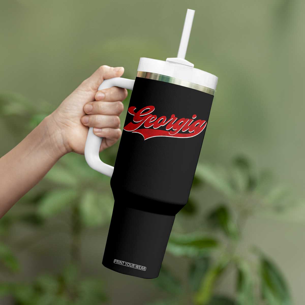 Georgia Vintage Varsity Script Classic Sports Jersey Style Tumbler With Handle