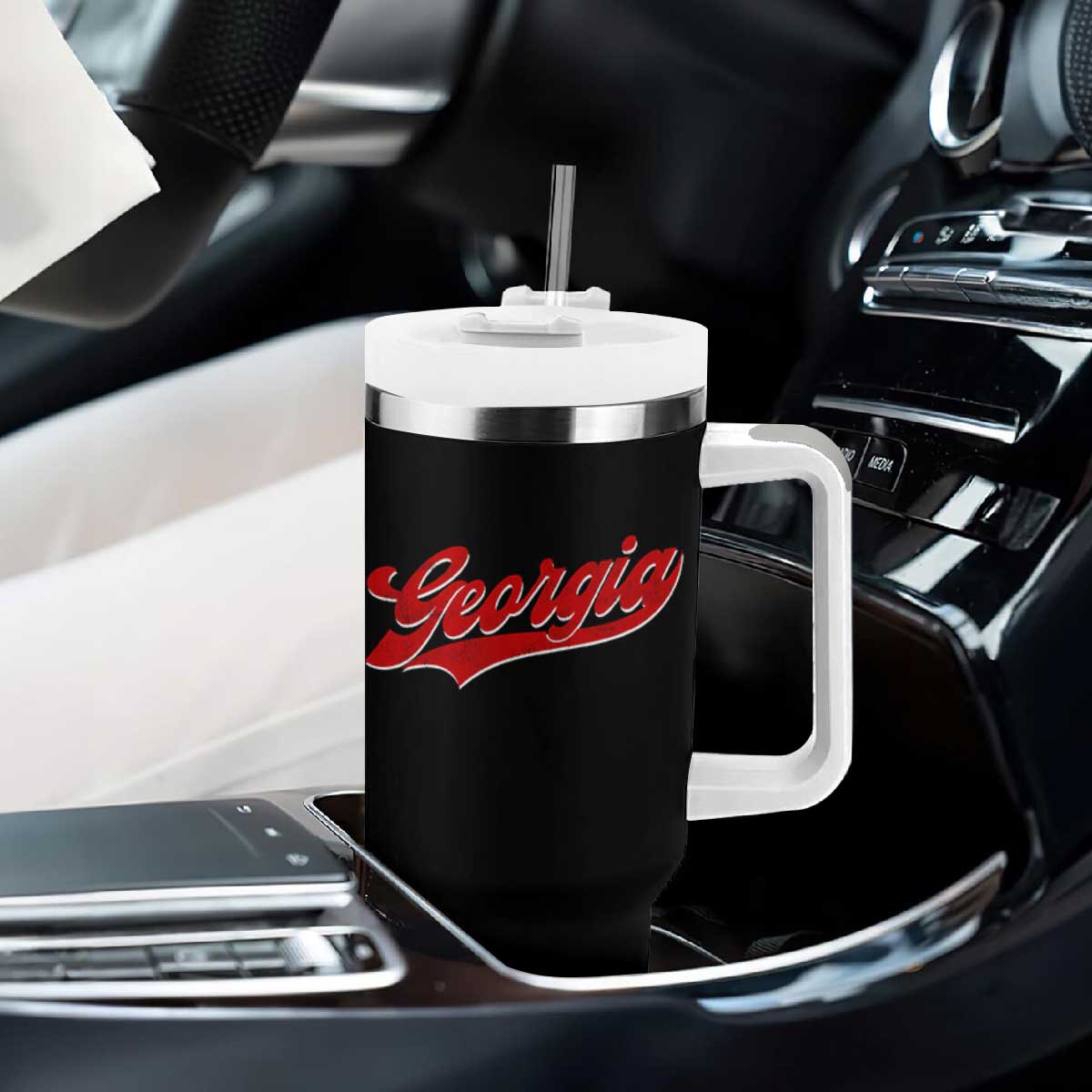 Georgia Vintage Varsity Script Classic Sports Jersey Style Tumbler With Handle