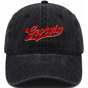 Georgia Vintage Varsity Script Classic Sports Jersey Style Washed Cotton Baseball Cap