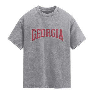 Georgia Sports Throwback Design Jersey Style Washed Cotton T-Shirt