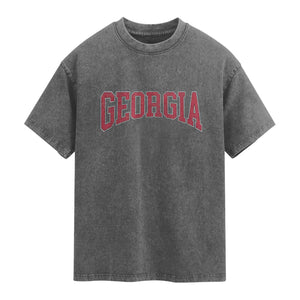 Georgia Sports Throwback Design Jersey Style Washed Cotton T-Shirt