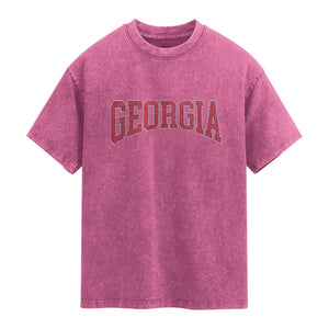 Georgia Sports Throwback Design Jersey Style Washed Cotton T-Shirt