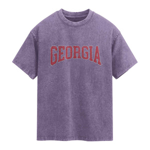 Georgia Sports Throwback Design Jersey Style Washed Cotton T-Shirt