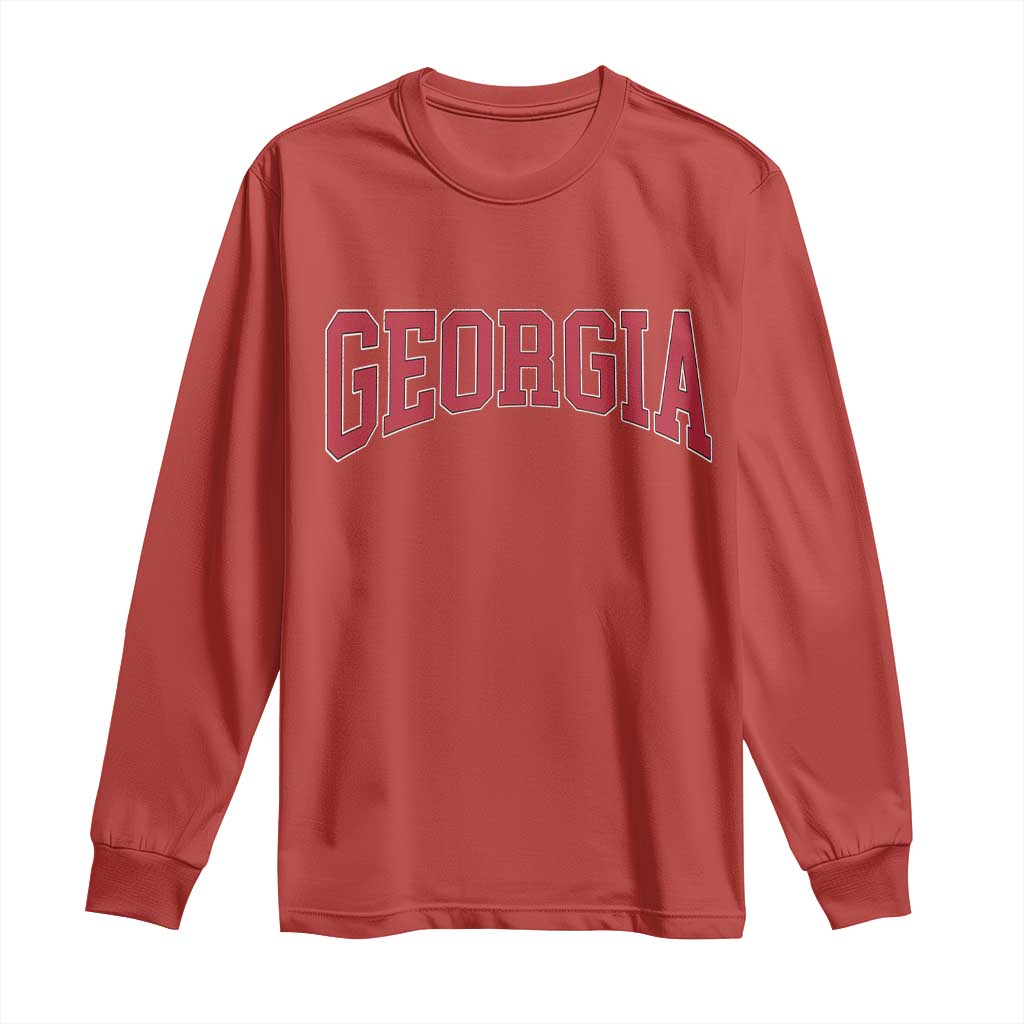 Georgia Sports Throwback Design Jersey Style Long Sleeve Shirt