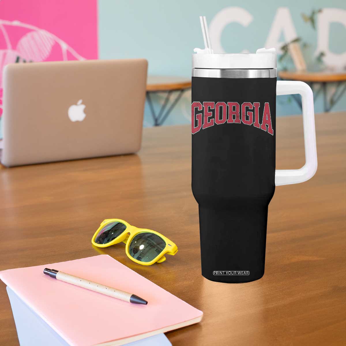 Georgia Sports Throwback Design Jersey Style Tumbler With Handle