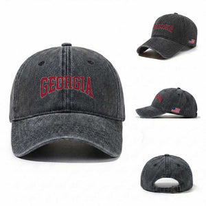 Georgia Sports Throwback Design Jersey Style Washed Cotton Baseball Cap