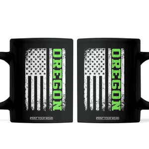 Vintage Oregon American Flag Coffee Mug Distressed Varsity Aesthetic Letters OR State
