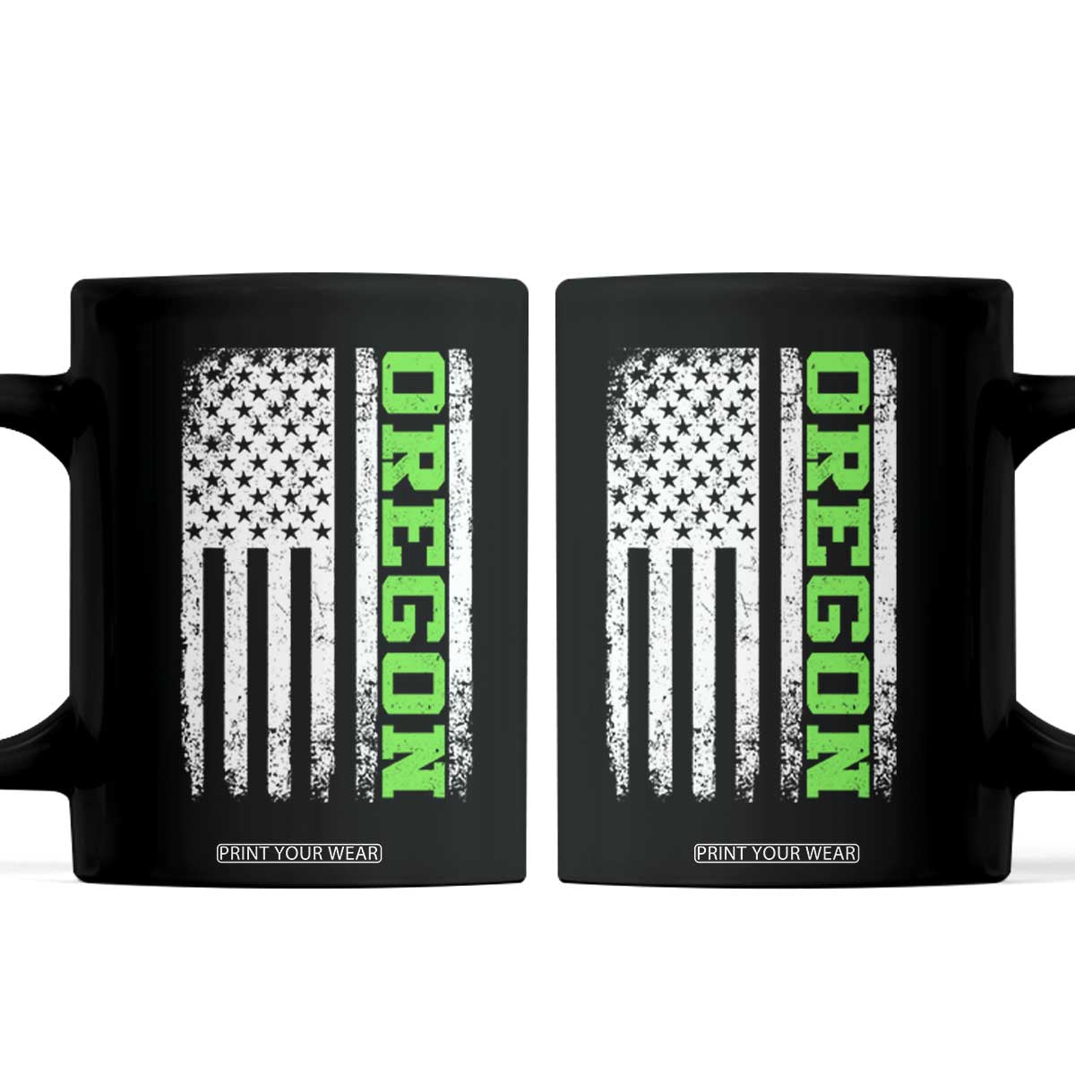 Vintage Oregon American Flag Coffee Mug Distressed Varsity Aesthetic Letters OR State