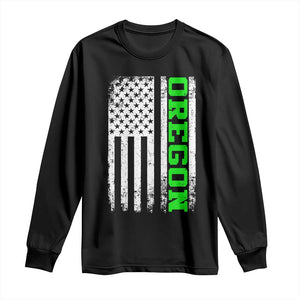 Vintage Oregon American Flag Long Sleeve Shirt Distressed Varsity Aesthetic Letters OR State