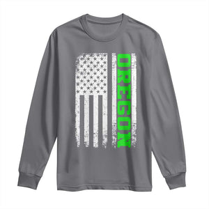Vintage Oregon American Flag Long Sleeve Shirt Distressed Varsity Aesthetic Letters OR State