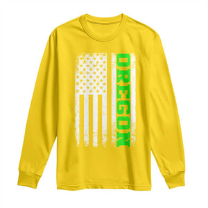 Vintage Oregon American Flag Long Sleeve Shirt Distressed Varsity Aesthetic Letters OR State